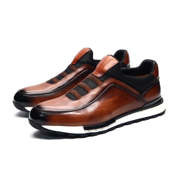 Luxury Elastic Band Leather Sneakers