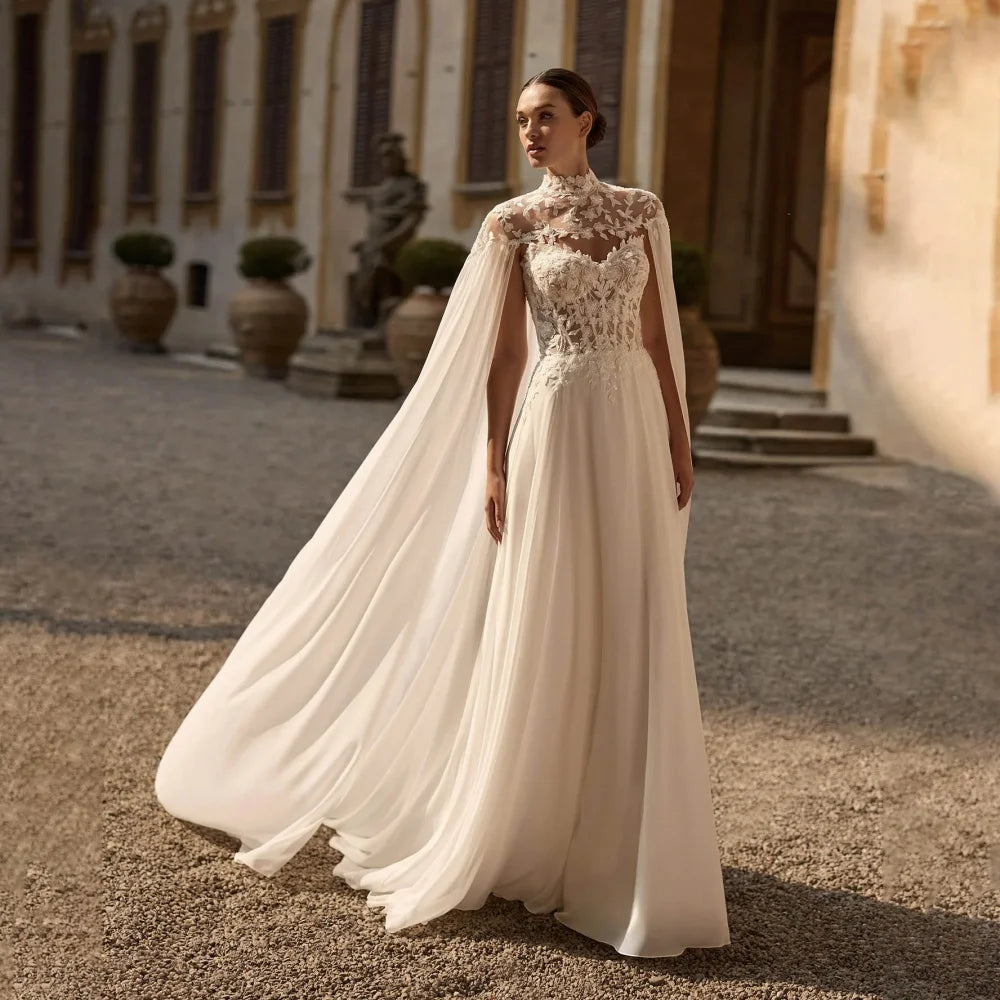 Classic High-Neck Fit Wedding Gown