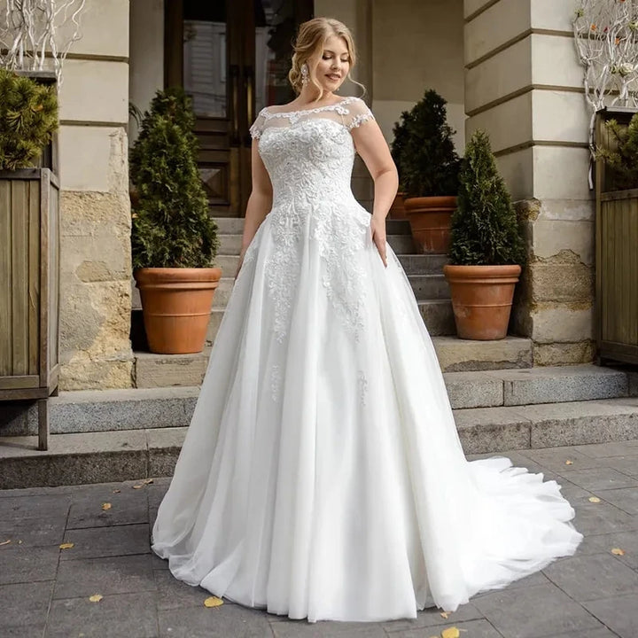 Wonderful Lace Appliqued Bridal Dress