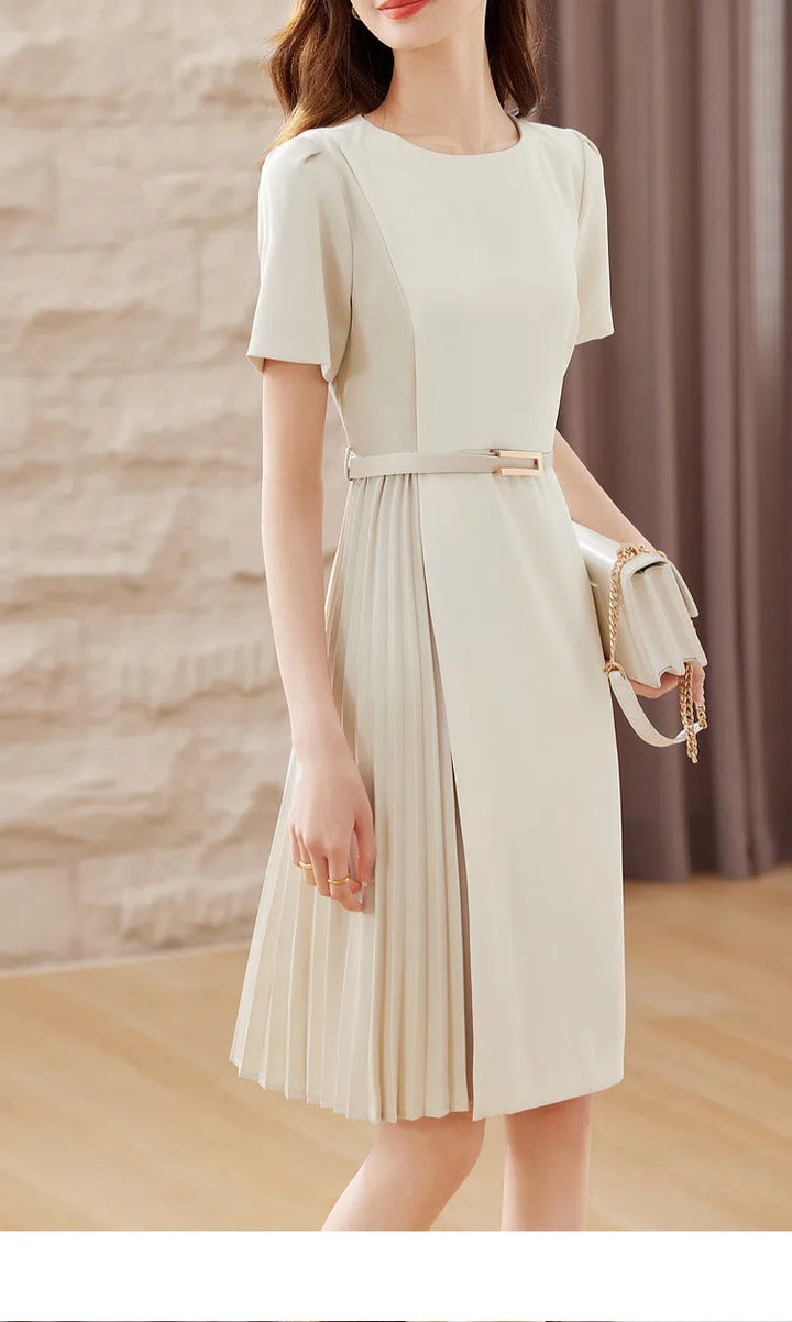 Drop Sleeve A-line Midi Fitted Dress