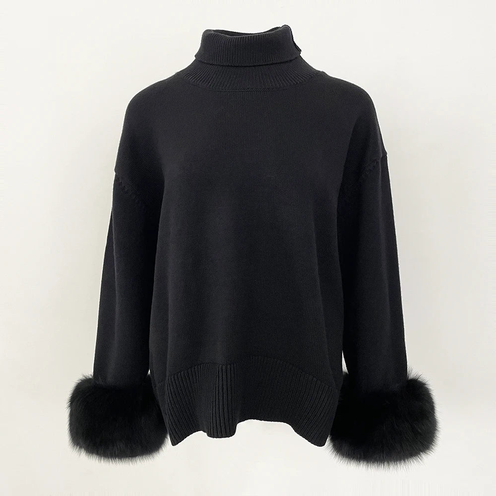 Stylish Standup Collar Loose Knitted Jumper