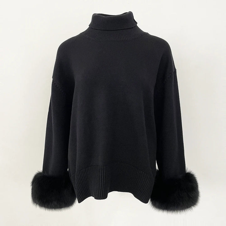 Stylish Standup Collar Loose Knitted Jumper
