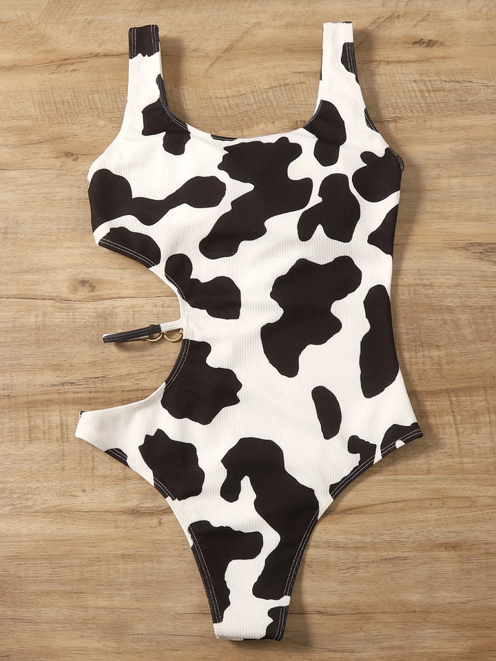 Rib Cut-out One Piece Swimsuit