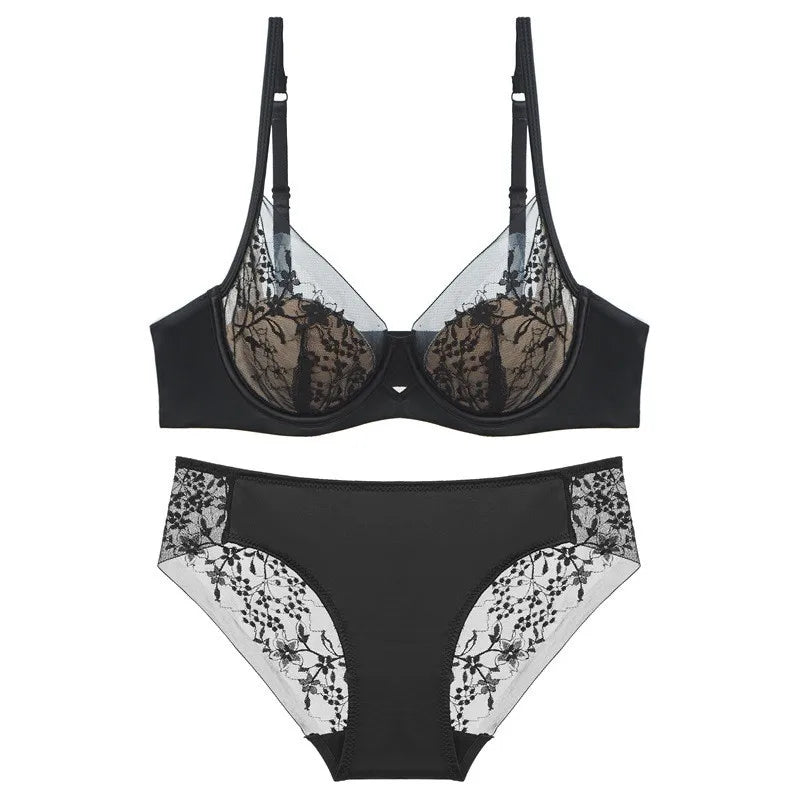 Elegant French Thin Cup Bra Set