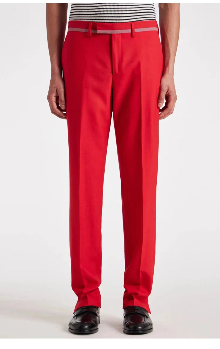 British Fashion Gentleman Style Red Pants