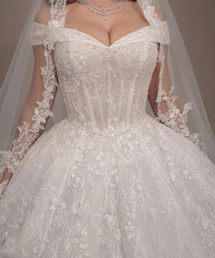 Lovely Off Shoulder Princess Wedding Dress