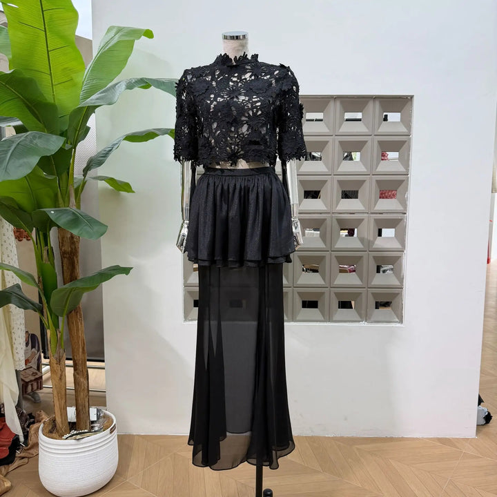 Alluring Chiffon Two Piece Skirt Set