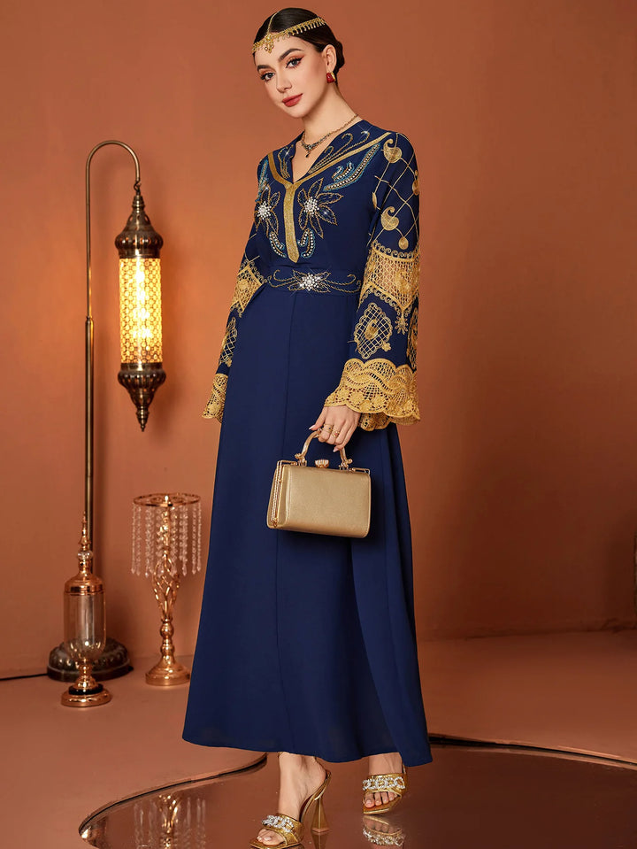 Gorgeous Diamond Details Abaya Dress