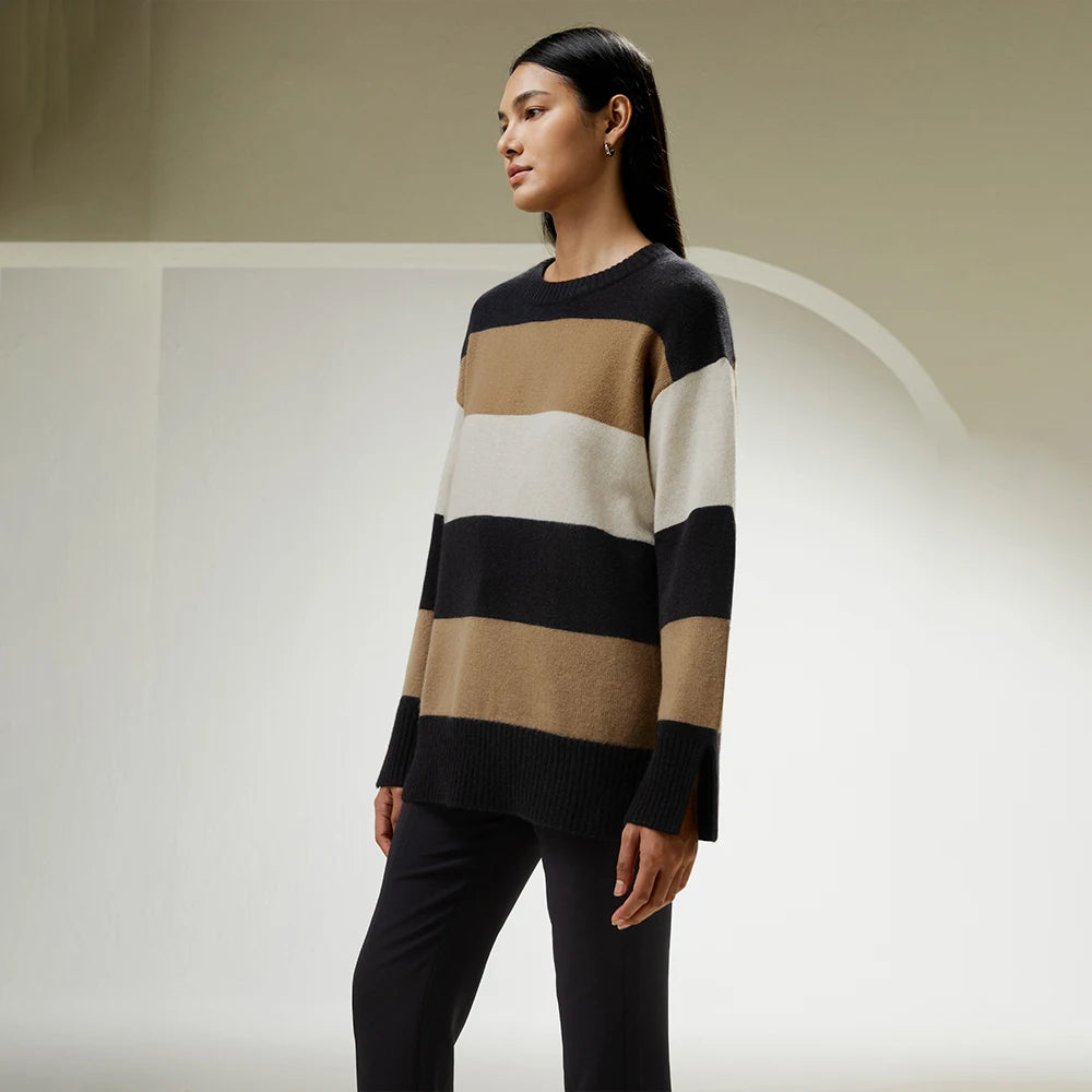 Tri-Colored Stripe Cashmere Sweater