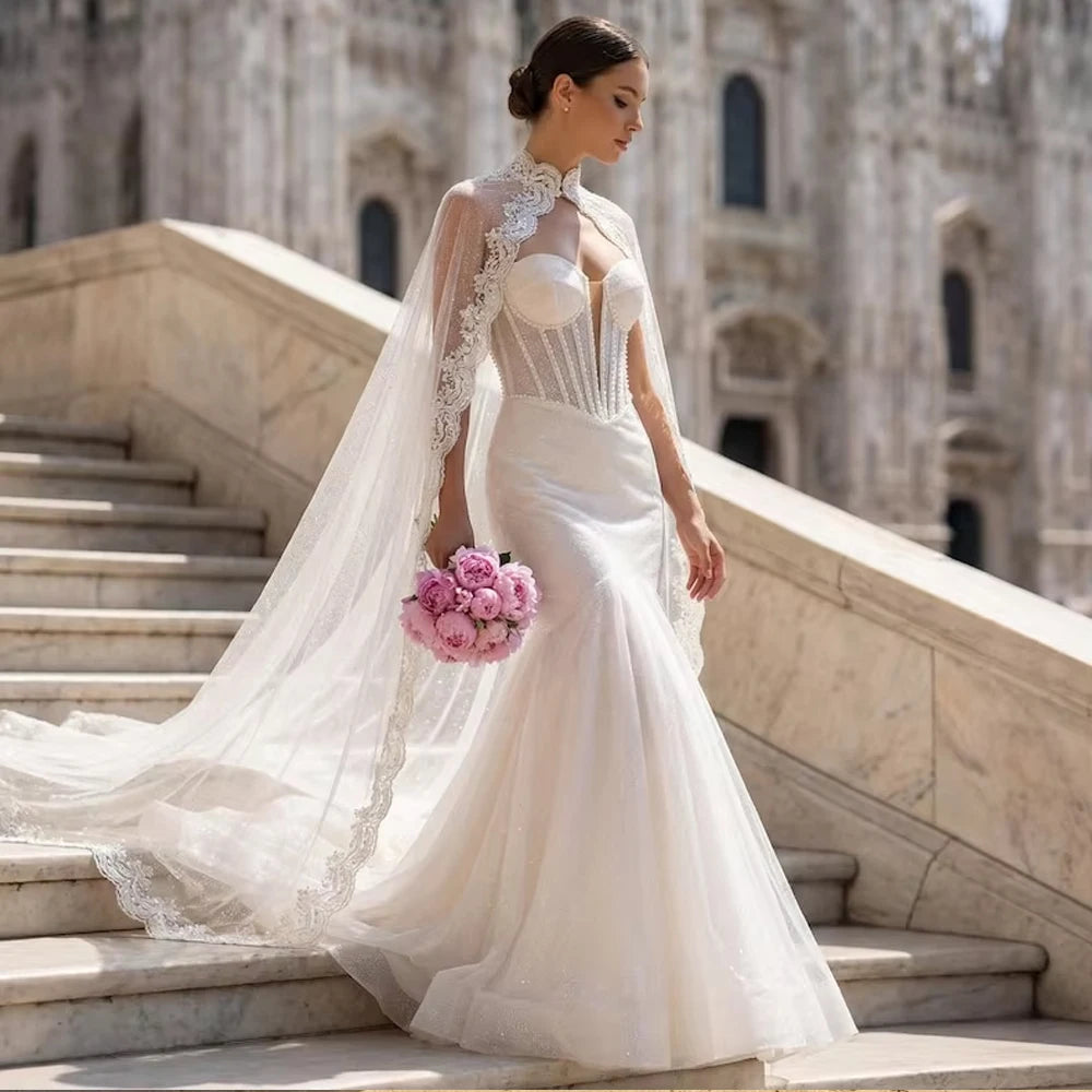 Luxury Appliqued Beaded Wedding Shawl
