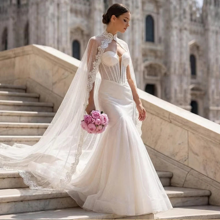 Luxury Appliqued Beaded Wedding Shawl