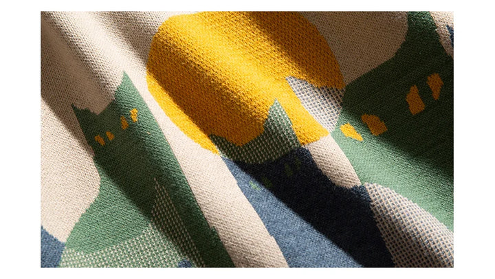 Stylish Cartoon Cat Knitted Sweater