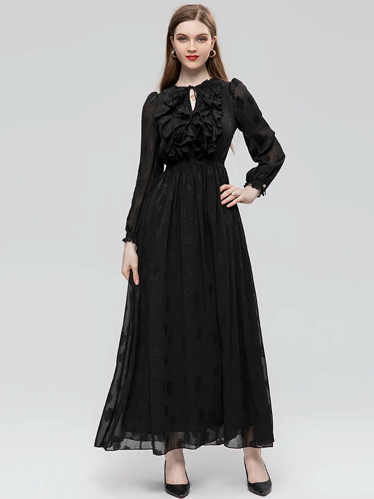 Ruffles Embroidery Evening Party Dress