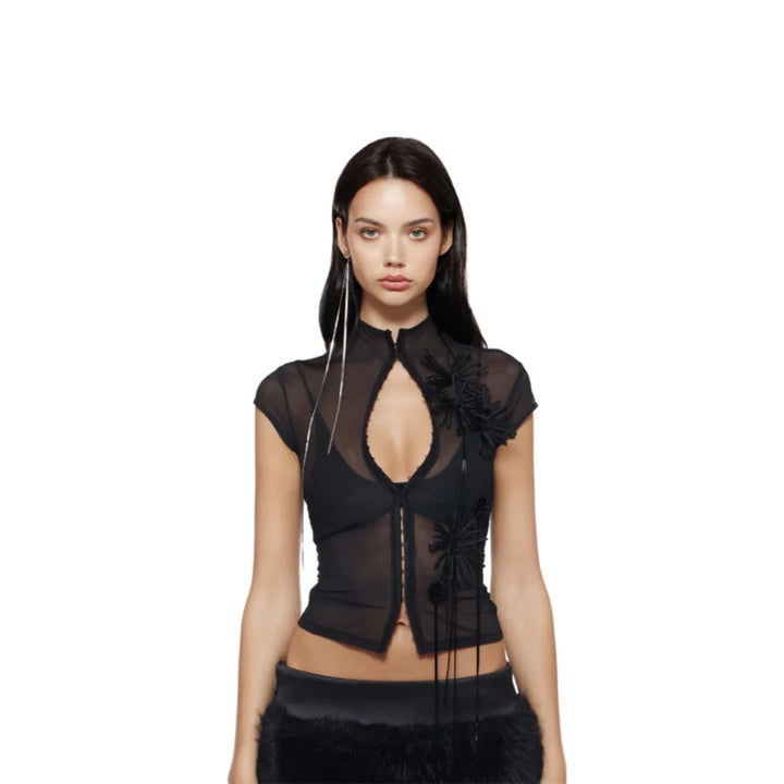 Smart See Through Flower Pattern Top