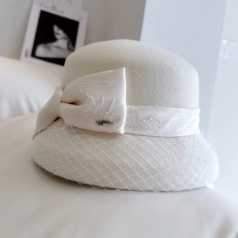 Cute Bow Accent Wool Hat