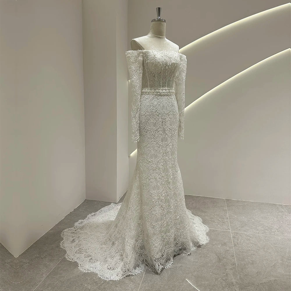 Wonderful Off Shoulder Wedding Gown