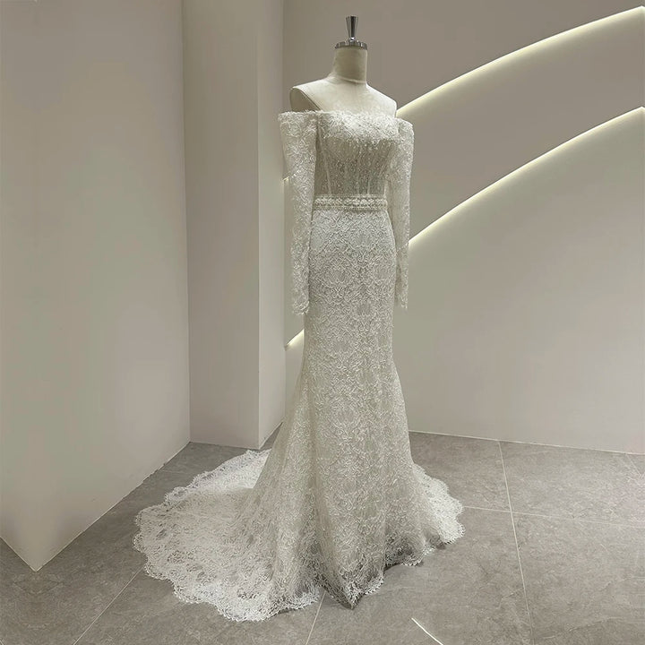 Wonderful Off Shoulder Wedding Gown