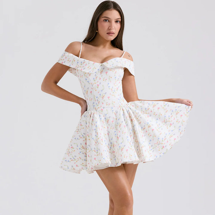 Babydoll Floral Off-The-Shoulder Dress