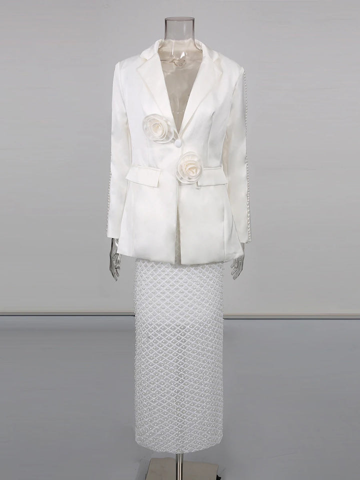 Courtly Spliced Bead Two-Pieces Skirt Set