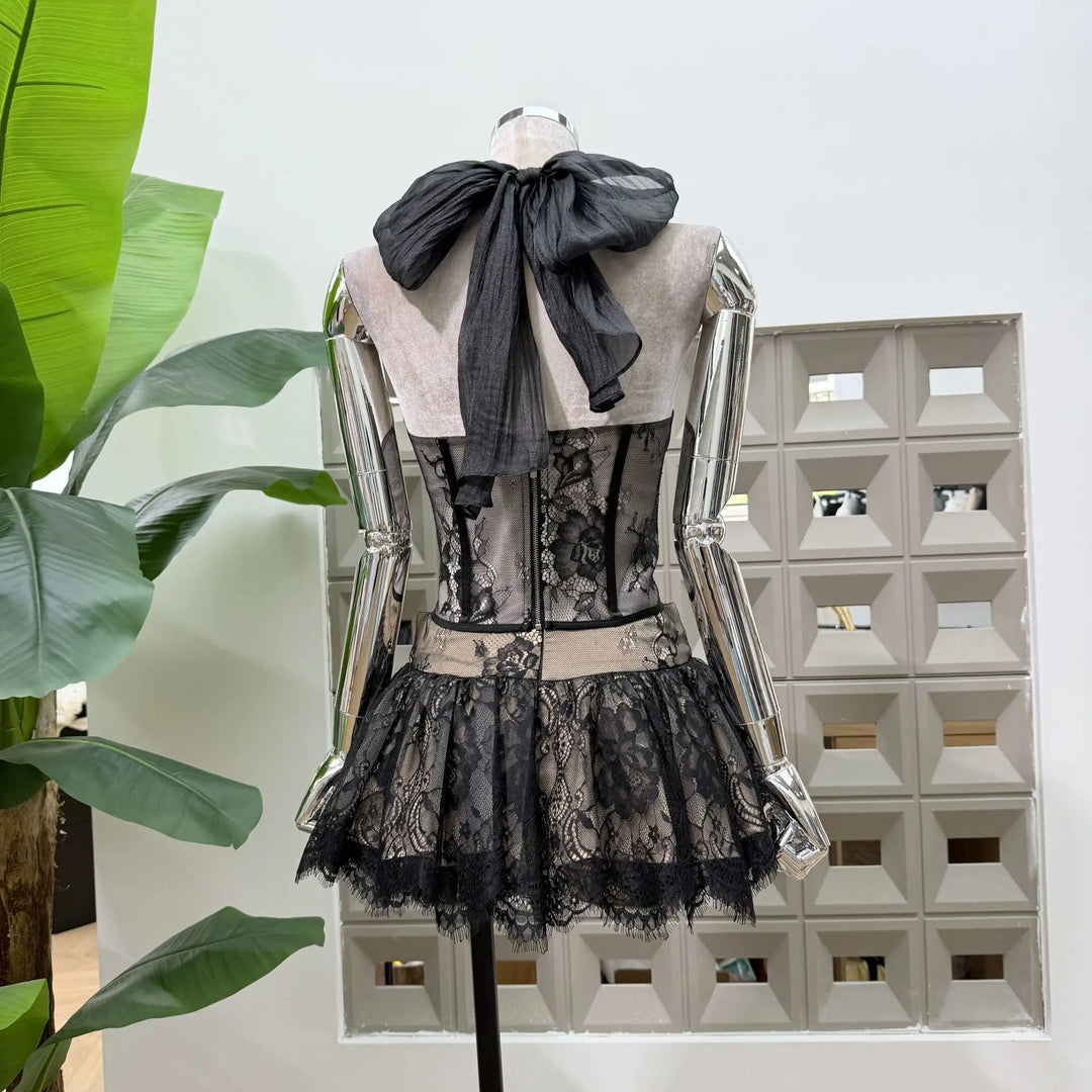 Lovely Lace Corset Two Pieces Skirt Dress