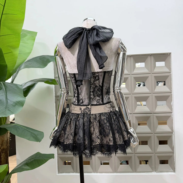 Lovely Lace Corset Two Pieces Skirt Dress