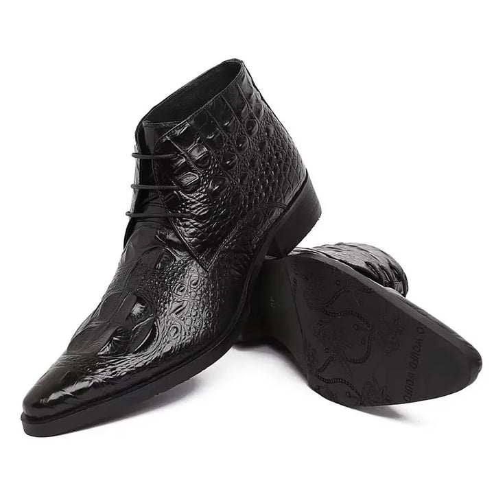 Premium Pointed Toe Cowhide Dress Boots