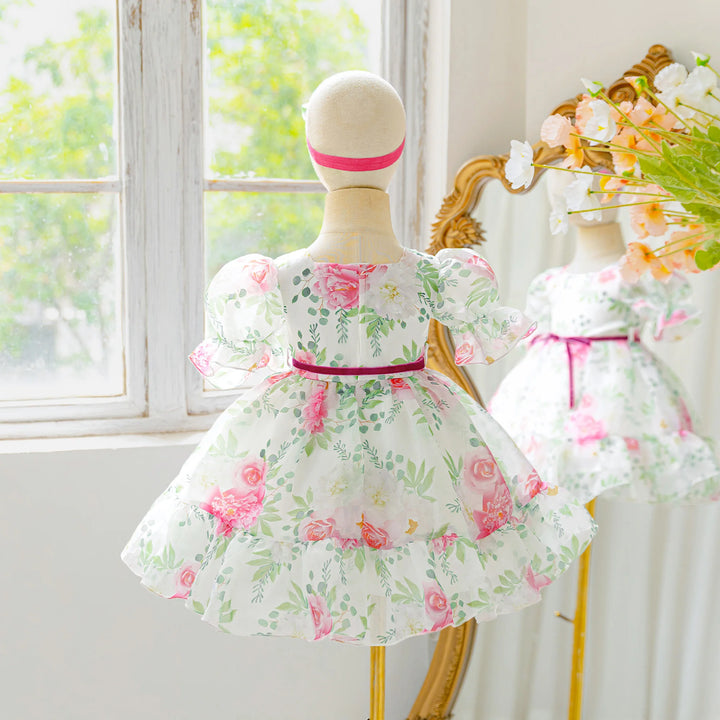 Elegant Printed Flower Toddler Girl&