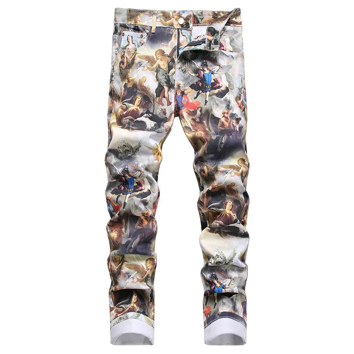 Fashionable Angel Immortal Tapered Printed Pants