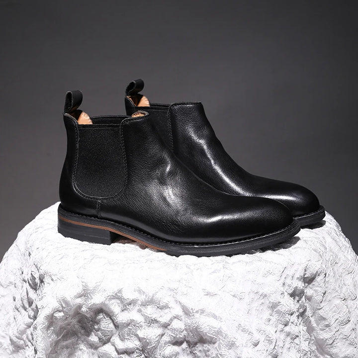 Classic Point-Toe Leather Chelsea Boots