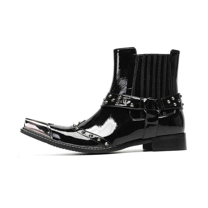 Sleek Iron Toe Handmade Ankle Boots