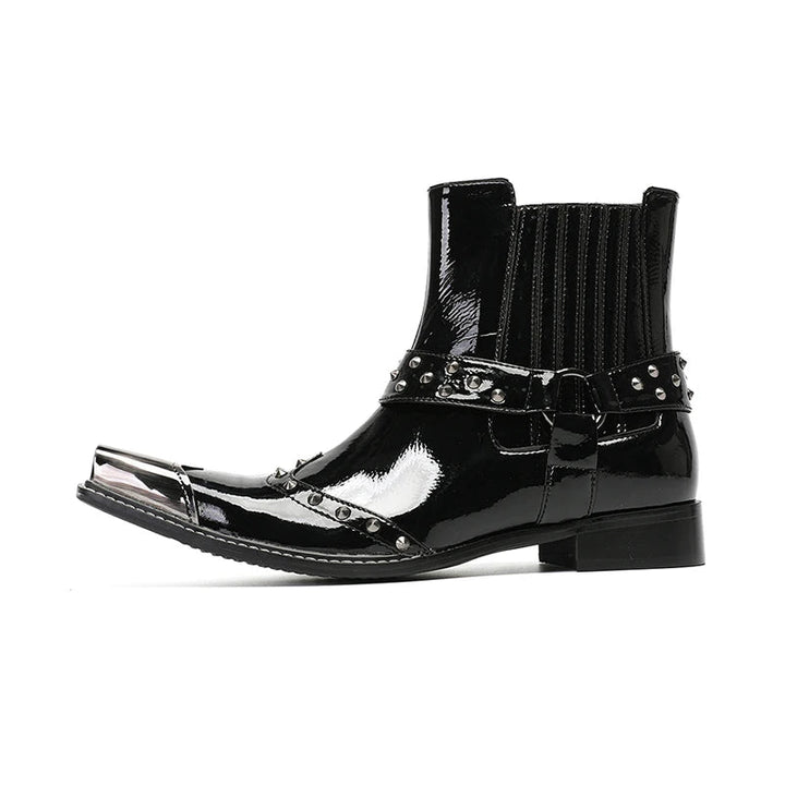 Sleek Iron Toe Handmade Ankle Boots