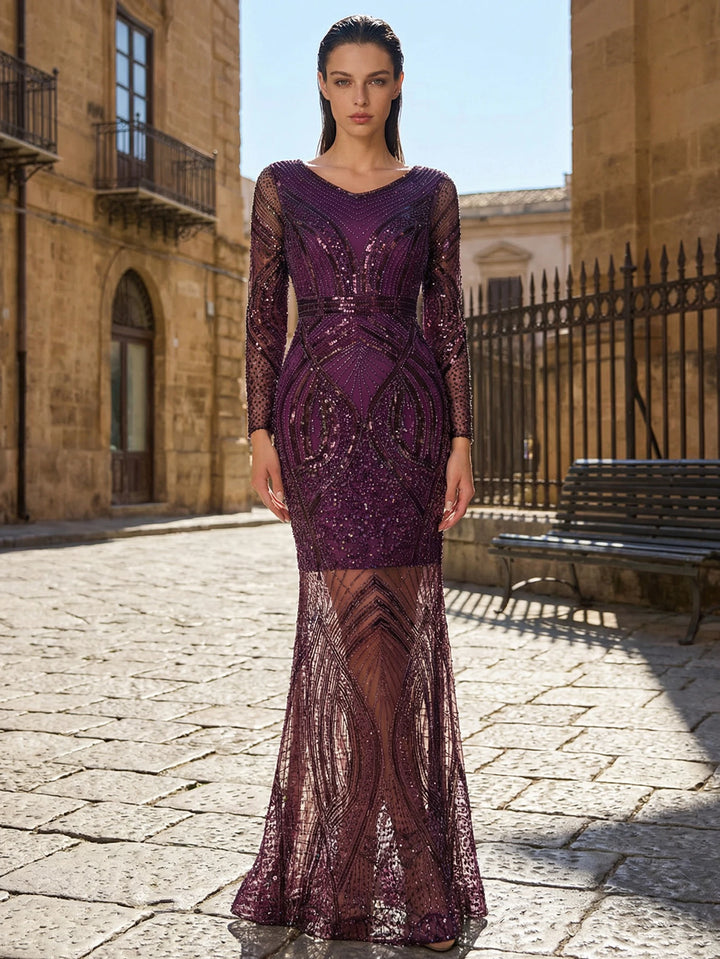 Stylish Beaded Sequins Formal Evening Dress