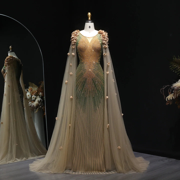 Richness Of Arabic Cape Sleeves Evening Dress