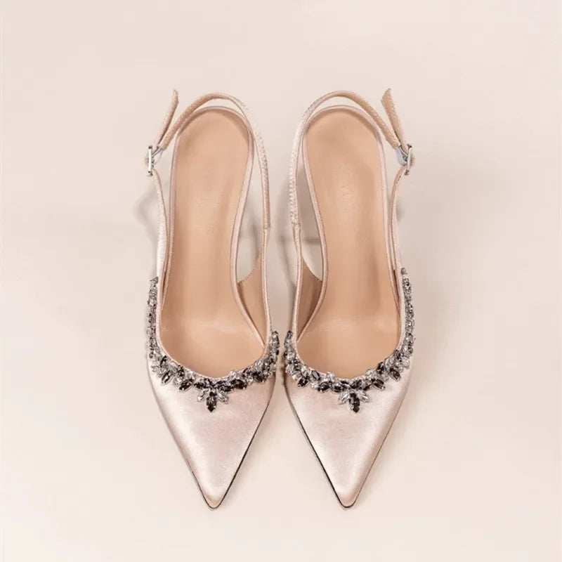 Classic Rhinestone Slingback High Heels