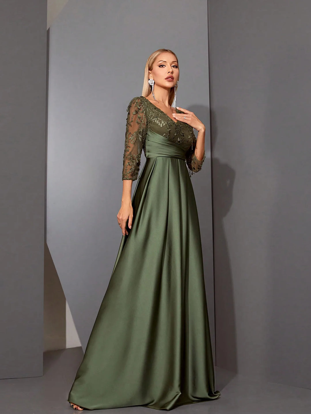 Stunning V-neck Embroidered Dress