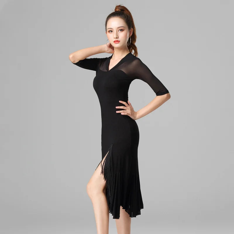 Sweet V-Neck Latin Dance Dress