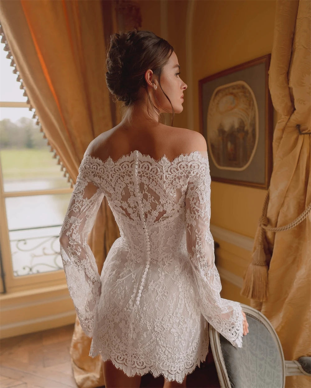 Exquisite Flower Embroidery Illusion Prom Dress