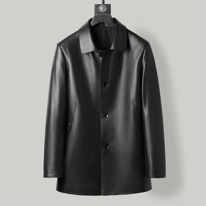 Black leather coat on a gray background
