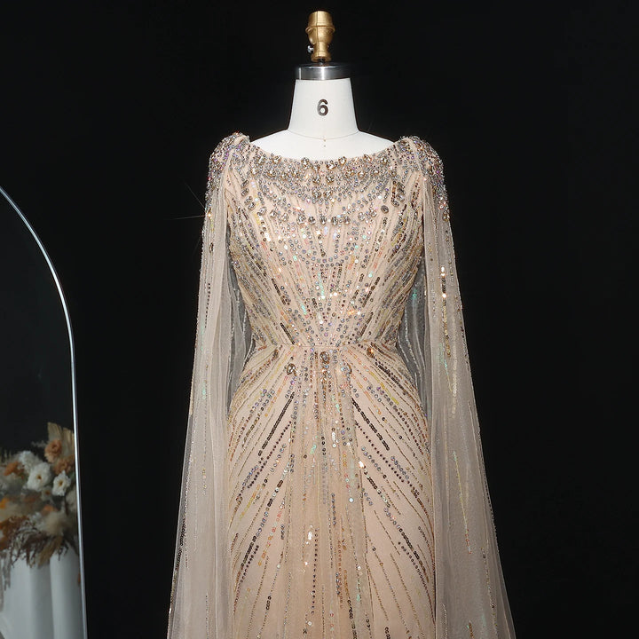 Exquisite Beading Arabic Evening Gown