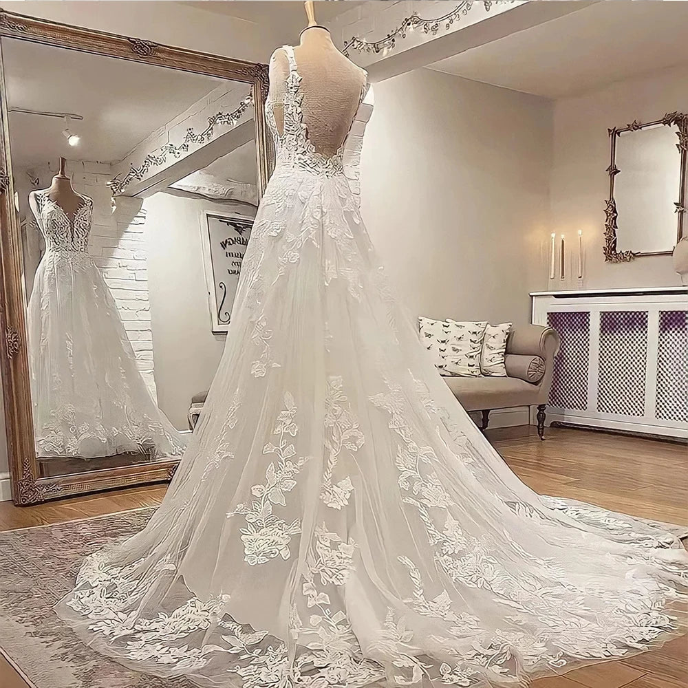 Elegant V-neck Bridal Gown