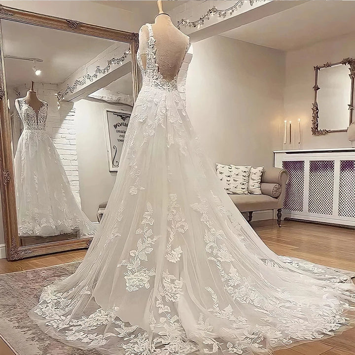 Elegant V-neck Bridal Gown