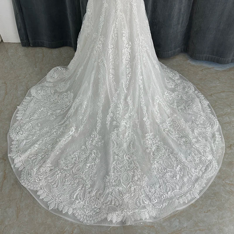 Graceful Beaded Lace Wedding Dress