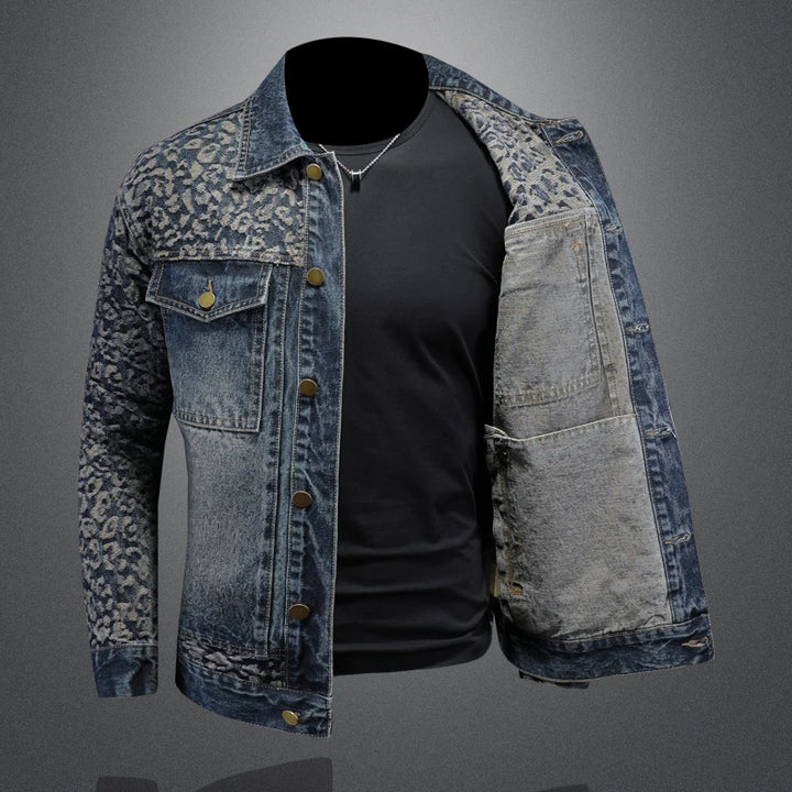 Premium Spliced Jacquard Denim Jacket
