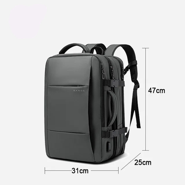 37L gray waterproof backpack with dimensions 31cm wide, 25cm deep, 47cm tall
