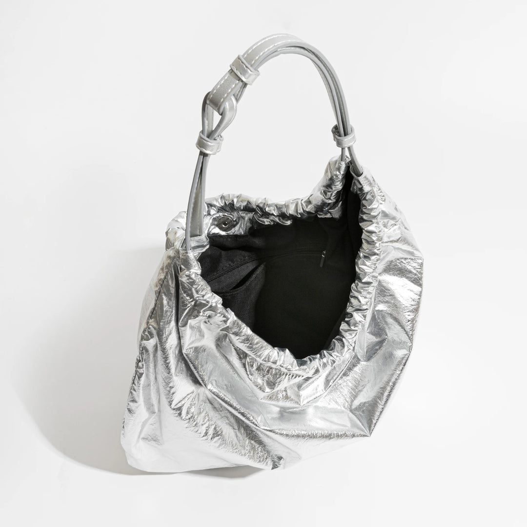 Silver Half Moon Hobo Bag
