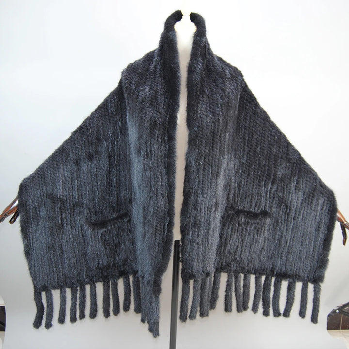 Refined Knitted Mink Fur Shawl