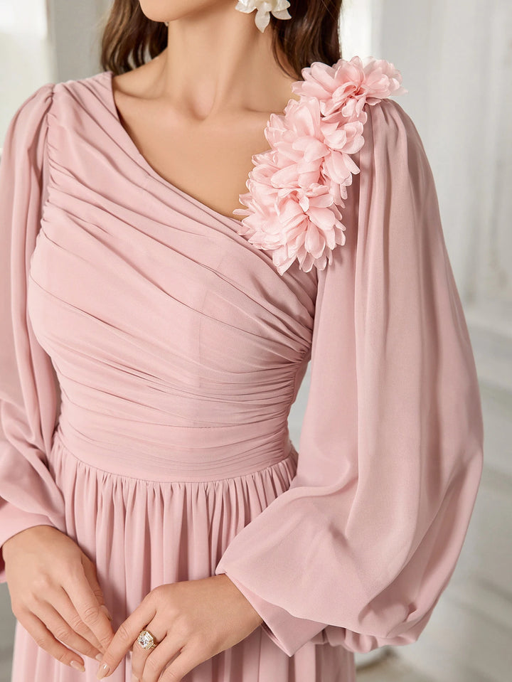 Embellished Neckline Bridesmaid Dress