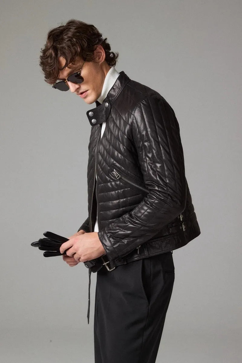 Trendy Cotton Padded Leather Jacket