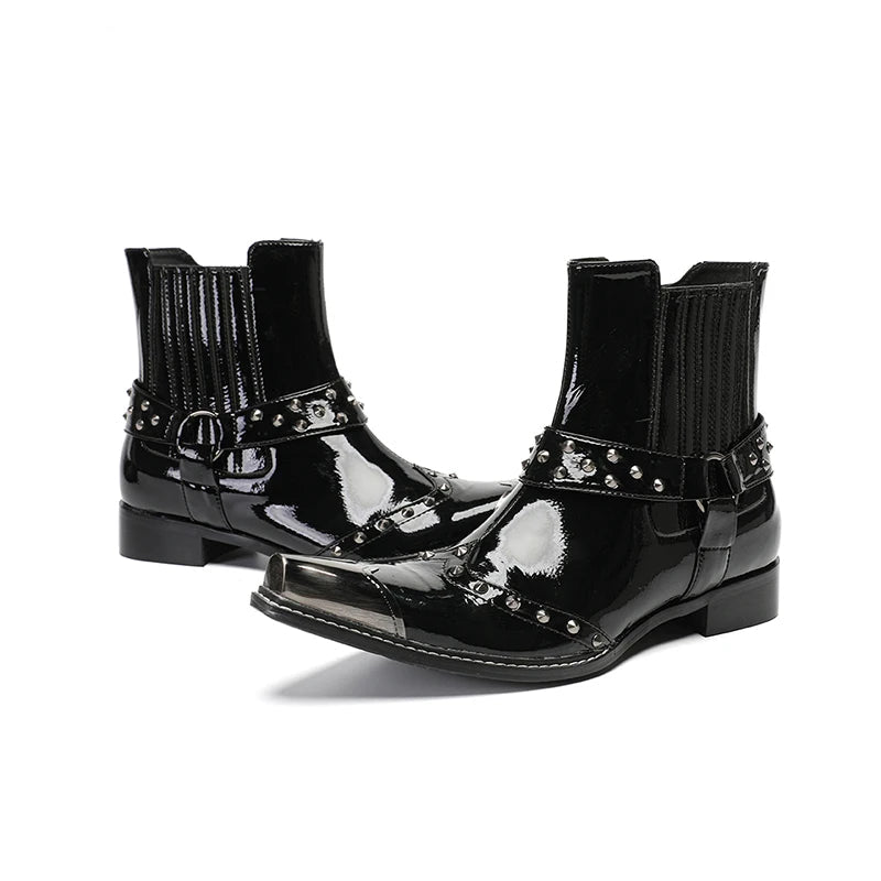 Sleek Iron Toe Handmade Ankle Boots