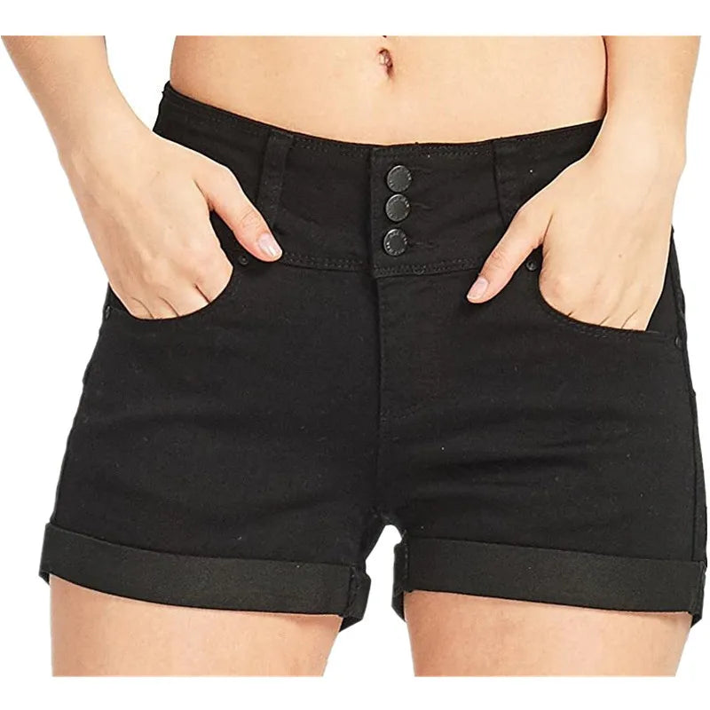 Versatile Waistband Denim Shorts
